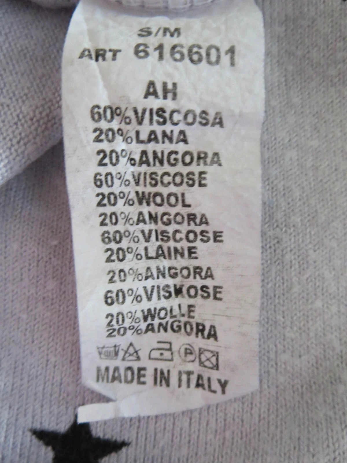 Pull Gris Perle à Étoiles Noires – Angora & Laine – Taille S 36/38 – Made in Italy – photo 5